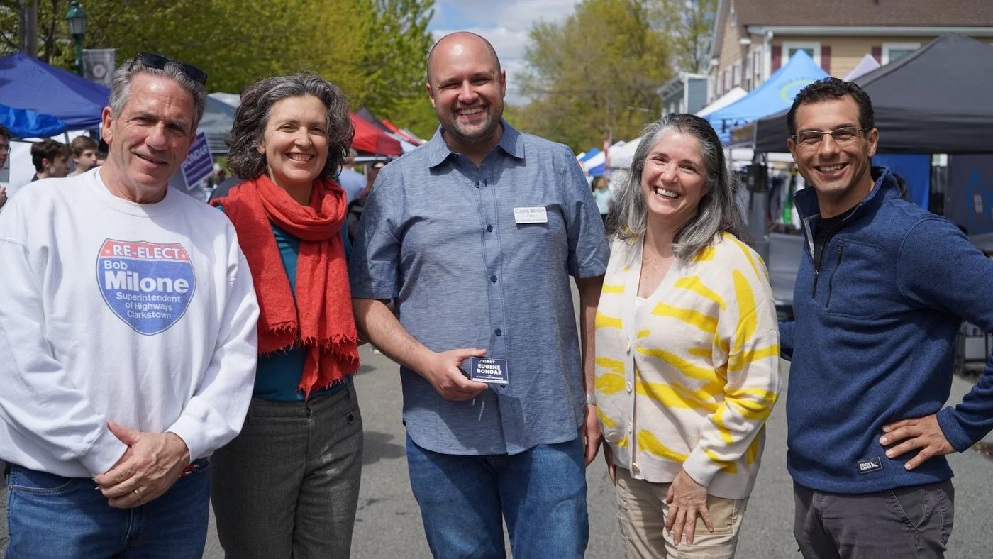 Gina DeFelice with Bob Milone, Eugene Bondar and fellow Clarkstown Democrats at a street fair